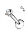 PIERCING LABRET ACIER AVEC STRASS EN FORME DE COEUR