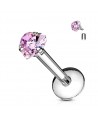 PIERCING LABRET ACIER AVEC STRASS EN FORME DE COEUR