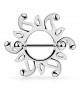 Piercing Sein téton Anneau Bouclier avec Decor Soleil Tribal Mamelon Nipple Acier Chirurgical 316L