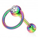 Piercing percage Bouche Langue Barre Droite Esclave Anneau Couleur Essence Multicouleur Strass Blanc