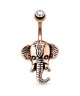 Piercing d Elephant Nombril Animal Tete Corne Strass Blanc Acier Bijou Style indou Couleur doré Rose