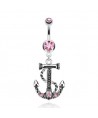 Piercing nombril ancre marine corde bateau strass navire
