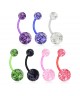 Lot de 7 Piercings de Nombril en Plastique Flexible Jolie Paillette Strass Brillant