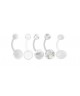 lot 5 Piercing transparent nombril invisible fluo rose boule paillette strass