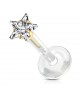 Piercing labret levre plastique bioflex broche couleur doré strass blanc etoile