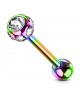 Piercing langue multi strass blanc couleur essence arc en ciel