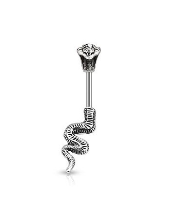 Piercing yeux tete de serpent nombril cobra en 3D bijoux