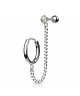 Piercings Oreille Anneau Lobe et Cartilage chaine boule barre broche strass blanc