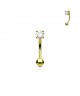 Piercing d Arcade sourcil Banane Metal Acier 1.2x8mm Strass Blanc Rond Oeil de Chat Couleur doré
