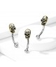 Piercing arcade sourcil banane metal acier 1.2 x 8mm belle petite tete de mort gothique yeux noir triple strass blanc