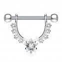 Bague boucle anneau pour piercing téton étoile pendentif strass zircon blanc acier inoxy chirurgical 316L