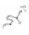 Piercing oreille serpent long snake acier filetage interne strass blanc cartilage lobe