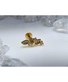 Piercing tragus feuille strass blanc bijoux lobe vissable couleur doré