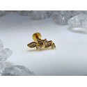 Piercing tragus feuille strass blanc bijoux lobe vissable couleur doré