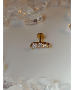 Piercing tragus quatre strass blanc couleur doré bijoux lobe oreille