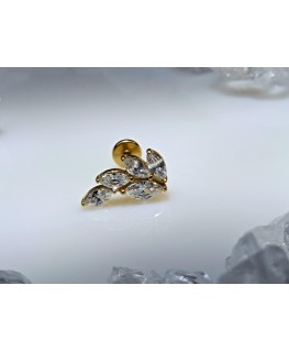 Piercing oorbm orelha jolie bijoux ear couleur doré lobe strass blanc