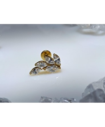 Piercing oorbm orelha jolie bijoux ear couleur doré lobe strass blanc