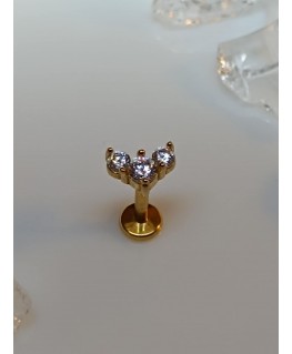 piercing ear obe oreille oorbm orelha couleur doré broche strass blanc bijou lobe