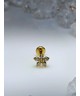 piercing tragus fleur oreille flat helix lobe strass blanc vissable ear oor orelha couleur doré