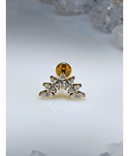 piercing tragus oreille flat helix lobe strass blanc vissable ear orelha couleur doré oor