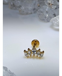 Piercing Helix bijoux lobe oreille tragus conch ear cinq strass blanc couleur doré six orelha oor