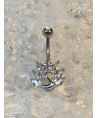 Piercing paon animal aile bijoux nombril navel strass blanc ombligo umbigo