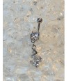 Piercing nombril paon pendentif strass blanc aile plume bijoux navel ombligo animal nawell