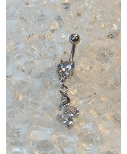 Piercing nombril paon pendentif strass blanc aile plume bijoux navel ombligo animal nawell