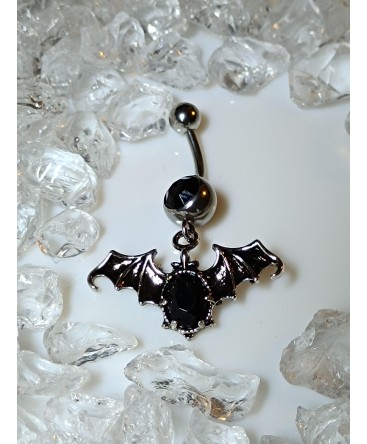 piercing nombril chauve souris satan strass noir ailes navel ombligo anneau nabel nawell