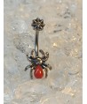 Piercing nombril araignée spider toile patte corps rouge strass blanc bijou ventre nabel ombligo