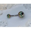 Piercing nombril rouge jaune vert rasta