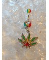 Piercing nombril marijuana cannabis feuille