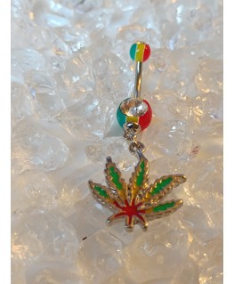 Piercing nombril marijuana cannabis feuille