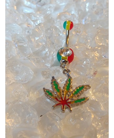 Piercing nombril marijuana cannabis feuille