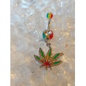 Piercing nombril marijuana cannabis feuille