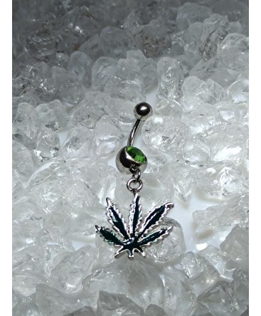 piercing nombril vert strass feuille anneau pendentif bauchnabel ombligo navel umbigo