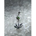 piercing nombril vert strass feuille anneau pendentif bauchnabel ombligo navel umbigo