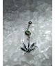 piercing nombril vert strass feuille anneau pendentif bauchnabel ombligo navel umbigo