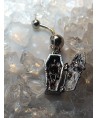 Piercing nombril gros cerceuil cadavre os rip halloween gothique strass blanc