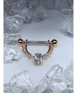 Piercing teton Boucle Anneau etoile Strass Blanc Couleur doré rose cuivre nipple sein boule