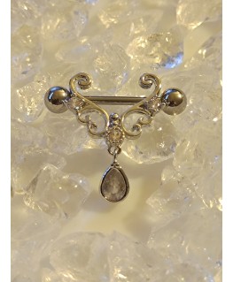 Piercing téton Multiple Coeur Pendant Strass Blanc Sein Poitrine