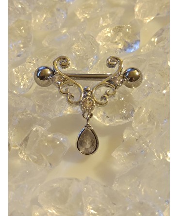 Piercing téton Multiple Coeur Pendant Strass Blanc Sein Poitrine