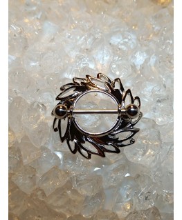 Piercing Sein téton Anneau Bouclier avec Feuille Tourbillon Mamelon Nipple Acier Chirurgical 316L