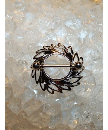 Piercing Sein téton Anneau Bouclier avec Feuille Tourbillon Mamelon Nipple Acier Chirurgical 316L