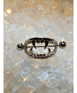 Piercing Mamelon dent de Vampire Morsure Sein Teton Gothique Punk Relief 3D Poitrine Bouclier