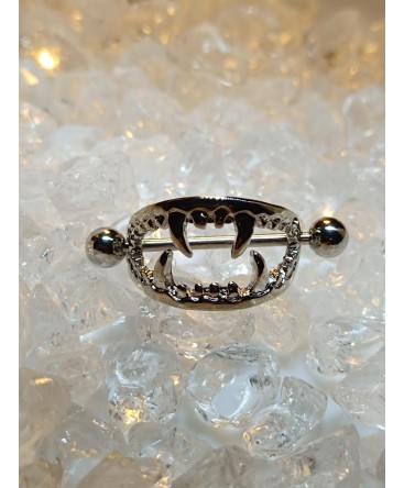 Piercing Mamelon dent de Vampire Morsure Sein Teton Gothique Punk Relief 3D Poitrine Bouclier