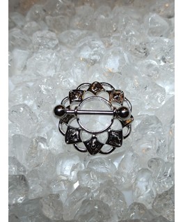 Piercing Sein téton Anneau Bouclier avec Rosace Mamelon Nipple Acier Chirurgical 316L