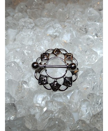 Piercing Sein téton Anneau Bouclier avec Rosace Mamelon Nipple Acier Chirurgical 316L