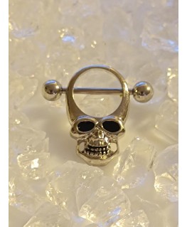 Piercing anneau teton tete de mort œil yeux noir sein poitrine gothique avec barre tige 1,6 16 mm