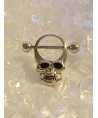 Piercing anneau teton tete de mort œil yeux noir sein poitrine gothique avec barre tige 1,6 16 mm